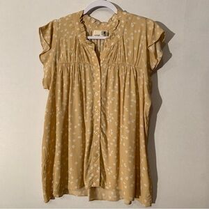 New Everleigh Butter Yellow Floral Wavy Sleeve Blouse M